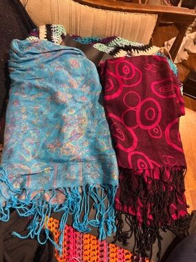 Women’s Blue Paisley Fringe Skirt